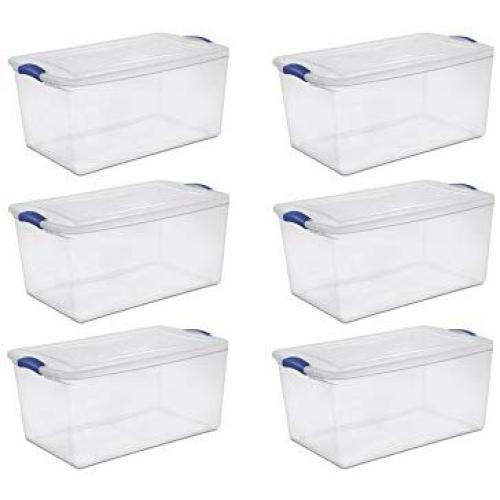 Sterilite 66 Qt./62 L Latch Box, Stadium Blue - 6 Pack