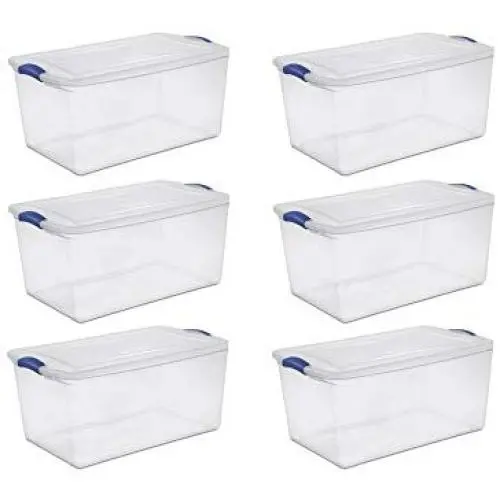 Sterilite 66 Qt./62 L Latch Box, Stadium Blue - 6 Pack Sterilite 66 Qt./62 L Latch Box, Stadium Blue - 6 Pack