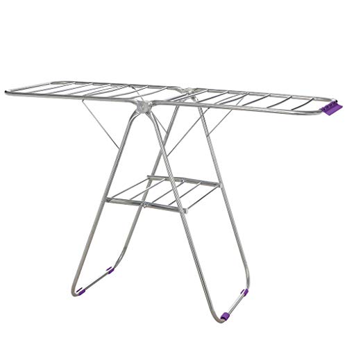 Pinleg Stainless Steel Clothes Drying Rack Folding Multi-Function Hanger Floor Drying Towel Rack Folding Laundry Rack for Indoor and Outdoor Use Pinleg Stainless Steel Clothes Drying Rack Folding Multi-Function Hanger Floor Drying Towel Rack Folding Laundry Rack for Indoor and Outdoor Use