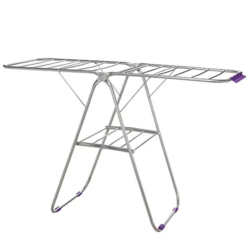 Pinleg Stainless Steel Clothes Drying Rack Folding Multi-Function Hanger Floor Drying Towel Rack Folding Laundry Rack for Indoor and Outdoor Use Pinleg Stainless Steel Clothes Drying Rack Folding Multi-Function Hanger Floor Drying Towel Rack Folding Laundry Rack for Indoor and Outdoor Use