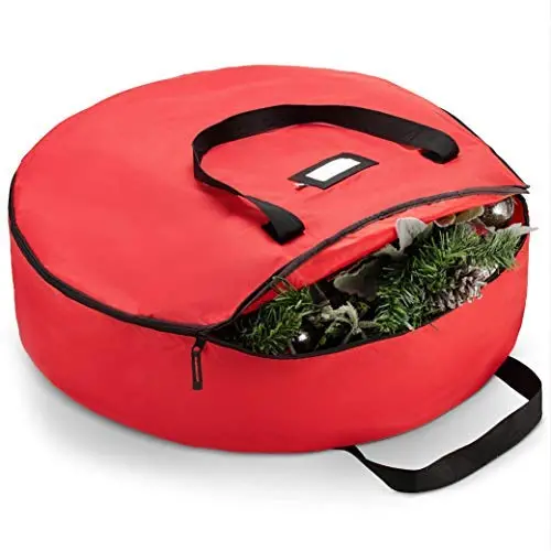 ZOBER Premium Christmas Wreath Storage Bag 36” - Dual Zippered Storage Container & Durable Handles, Protect Artificial Wreaths - Holiday Xmas Bag Made of Tear Proof 600D Oxford - 5 Year Warranty ZOBER Premium Christmas Wreath Storage Bag 36” - Dual Zippered Storage Container & Durable Handles, Protect Artificial Wreaths - Holiday Xmas Bag Made of Tear Proof 600D Oxford - 5 Year Warranty