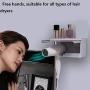 Wall-mounted hair dryer rack, non-drilled self-adhesive hair dryer storage rack compatible with most hair dryers (gray) styling tool storage basket, cosmetic storage box, mobile phone holde