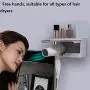 Wall-mounted hair dryer rack, non-drilled self-adhesive hair dryer storage rack compatible with most hair dryers (gray) styling tool storage basket, cosmetic storage box, mobile phone holde Wall-mounted hair dryer rack, non-drilled self-adhesive hair dryer storage rack compatible with most hair dryers (gray) styling tool storage basket, cosmetic storage box, mobile phone holde