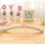 5pcs Random Color Pink Blue Fabric Padded Hanger for Clothes Dress, Non Slip Cotton Coat Hanger with Bowknot Flower