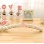 5pcs Random Color Pink Blue Fabric Padded Hanger for Clothes Dress, Non Slip Cotton Coat Hanger with Bowknot Flower
