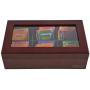 Volenx Tea Chest Box, Wooden Tea Boxes Storage Organizer with Dividers and Glass Window, Tea Boxes Holder 6 Compartment for Tea Bags