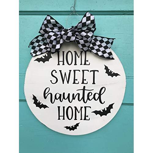 Halloween Round wreath home sweet haunted home door hanger