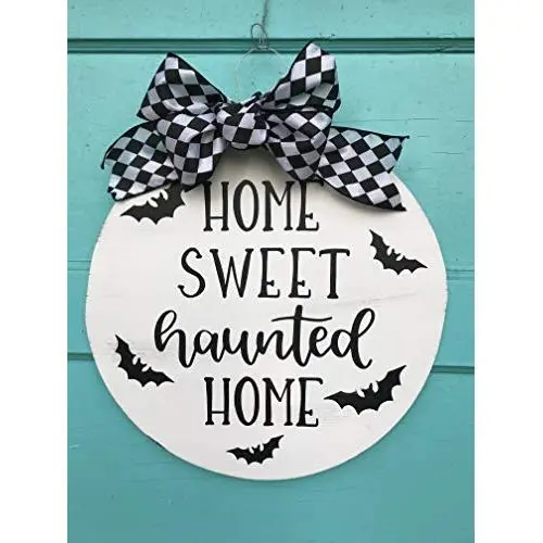 Halloween Round wreath home sweet haunted home door hanger Halloween Round wreath home sweet haunted home door hanger