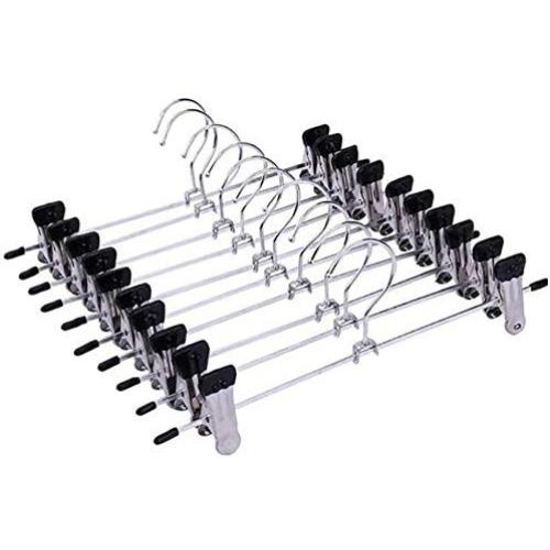 10pcs Stainless Steel Trousers Rack Clip Metal Anti-Slip Clothespin Wardrobe Pants Clamp Clothes Hanger for Balcony Bathroom