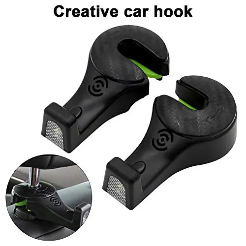 Prosaice 2pcs Car Back Seat Hook Car Interior Hidden Hook Headrest Hanger with LED Light for Hanging Bag