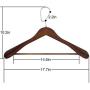 High-Grade Wide Shoulder Wooden Hangers 6 Pack with Non Slip Pants Bar - Smooth Finish Solid Wood Suit Hanger Coat Hanger, Holds Upto 20lbs, 360° Swivel Hook, for Dress, Jacket, Heavy Clothes Hangers