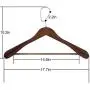 High-Grade Wide Shoulder Wooden Hangers 6 Pack with Non Slip Pants Bar - Smooth Finish Solid Wood Suit Hanger Coat Hanger, Holds Upto 20lbs, 360° Swivel Hook, for Dress, Jacket, Heavy Clothes Hangers