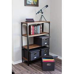 Internets Best Collapsible File Storage Organizer - Decorative Linen Filing & Storage Office Boxes - Letter/Legal - Charcoal - 4 Pack
