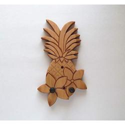 Ukulele Wall Mount Hanger, Deluxe Carved Pineapple, Plumeria, Luau Party Decor
