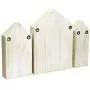 Ikee Design House-Shaped Wooden Shadow Cubby Boxes Display Shelf Toy Organizer Storage Shadow Boxes for Mini Toys Figures, Set of 3, Wash White Color, 10" W x 2 1/4" D x 15" H