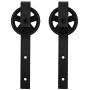 ZEKOO Antique Rustic Style Sliding Aluminum Barn Door Hardware Black Steel Rollers Hanger (Big Wheel-Style)