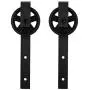 ZEKOO Antique Rustic Style Sliding Aluminum Barn Door Hardware Black Steel Rollers Hanger (Big Wheel-Style)