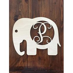 Unfinished Wood Elephant Monogram Hanger - Babys Room Wall Hanger - Elephant Wall Hanging - Elephant Door Hanger - Wooden Elephant Cutout