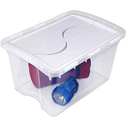 Sterilite 19148006 48 Quart Clear Hinged Lid Storage Boxes Tote with See Through Base (12 Pack)