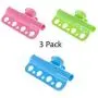 IJIA 3 Pack Clothes Pegs Windproof Laundry Hanger Clips with 7 Holes, Drying Rack Closet Organizer Plastic Clothes Hanging Rack Anti-Wind Clothespin - Random Color