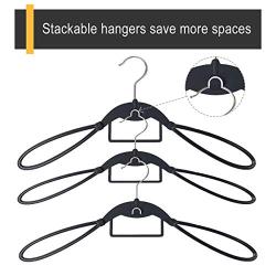 VISMOORE Portable Suit Hanger for Travel Luxury Design with Tie Holder and Reinforce Rotatable Hanger Wings Free Swivel to Different Shoulder Widths, Space Saving Clothes Hangers (Black, Suit&Tie)