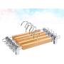Cabilock Clothes Hanger 5pcs Burlywood Clothing Hanger with Trouser Clamp Domestic Coat Hanger with Stainless Steel Clip