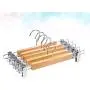 Cabilock Clothes Hanger 5pcs Burlywood Clothing Hanger with Trouser Clamp Domestic Coat Hanger with Stainless Steel Clip