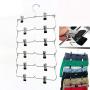 LOVIVER 2/Set Skirt Hangers 6 Tier Pants Hanger with Adjustable Clips Durable Metal Pant Hangers Space Saving for Pants Skirts Clothes and More -Black & Blue