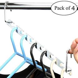 SALVATORE Wardrobe Clothes Magic Hanger Hooks Organiser Closet Clothing Organiser Space Saver - Organizing Clothes/Jacket/Shirts/Pants (4pcs)