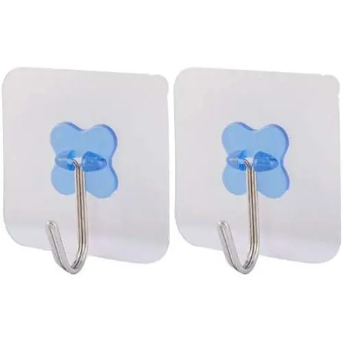 uxcell Home Wall Door No Scratch Towel Clothes Hanger Self Adhesive Seamless Hook 2pcs Blue