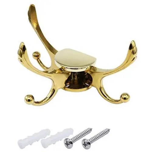 CERRXIAN Flexible Swivel Hook Wall Mounted Hanger Towel Clothes Hat Coat Bag European Style Vintage Multi Triple Hook for Bath Kitchen Garage Bedroom (Gold) CERRXIAN Flexible Swivel Hook Wall Mounted Hanger Towel Clothes Hat Coat Bag European Style Vintage Multi Triple Hook for Bath Kitchen Garage Bedroom (Gold)