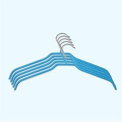 Iddefee Clothes Hanger 20 Sets of Adult Clothes Support Metal Non-Slip Seamless Wet and Dry Dual-use Thick Hanger Stainless Steel Hanger Pants Hangers (Color : Blue, Size : 42x17cm)