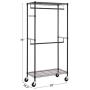 Finnhomy Heavy Duty Rolling Garment Rack Clothes Rack with Double Hanger Rods and Shelves, Portable Closet Organizer with Wheels, 1″ Diameter Thicken Steel Tube Hold Up to 300Lbs, Black