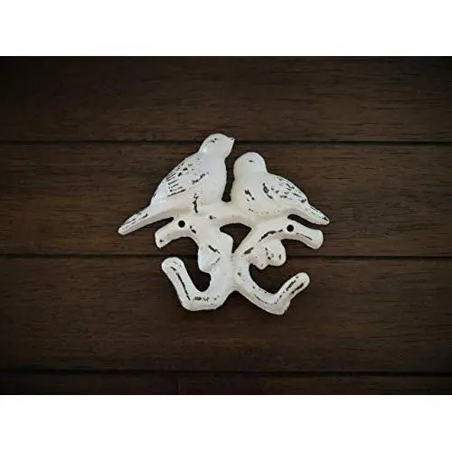 Bird Wall Hook, Cast Iron Key Coat Towel Hanger, Antique White or Pick Color, Farmhouse Wall Decor