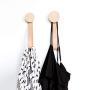 Round Beech Wood Wall Closet Coat Hook/Hanger with Leather Strap