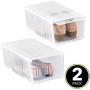 mDesign Stackable Closet Plastic Storage Bin Boxes with Lid - Container for Organizing Mens and Womens Shoes, Sandals, Wedges, Flats, Heels and Accessories - Small, 2 Pack - Clear Frost