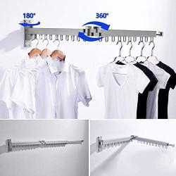 BENOSS Wall Mounted Clothes Drying Rack, Collapsible and Retractable Laundry Garment Hanger for Daily Clothes, Space Saver Hangers, Easy to Install, for Balcony, Laundry, Bathroom and Bedroom (Silver)