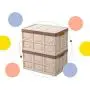 OUNONA Foldable Storage Boxes Organizer Bin Big Capacity Plastic Auto Trunk Container basket(Khaki)