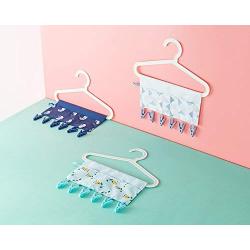 CCseesea Portable Hanger Clip Laundry Hook Hanging Clothes Multi-Purpose Travel Home Clothing Boot Hanger Hold Clips Cloth Art (Lattice, Large(with Pocket))