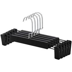 Iddefee Clothes Hanger Pack of 12 Simple Plastic Pants Hangers with Clips Jeans Skirt Hanger Clip Black Pants Hangers (Color : Black, Size : 3116cm)