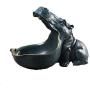 Hippopotamus Storage Boxes Statues Crafts Hippo Ornament Figurines Desktop Decoration Home Accessories Gift Porch Remote Control Storage Resin Sculpture (Retro Blue)