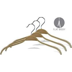 Durable Wooden Clothes Hangers in Natural Finish with Soft Non-slip Strips, boxes of 25 by The Great American Hanger Company