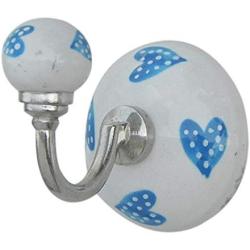 Indianshelf Handmade 1 Artistic Vintage Turquoise Ceramic Heart Coat Hooks Hangers/Wall Hooks for Clothes