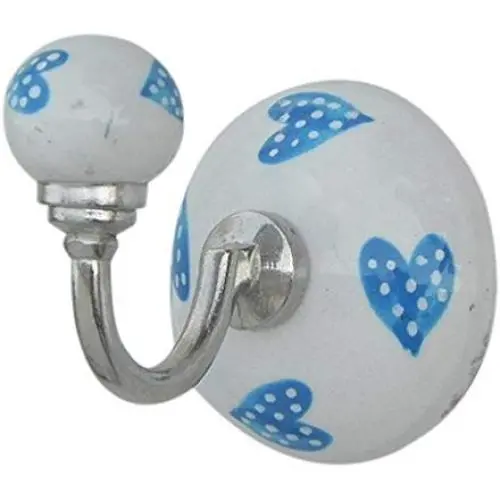 Indianshelf Handmade 1 Artistic Vintage Turquoise Ceramic Heart Coat Hooks Hangers/Wall Hooks for Clothes Indianshelf Handmade 1 Artistic Vintage Turquoise Ceramic Heart Coat Hooks Hangers/Wall Hooks for Clothes