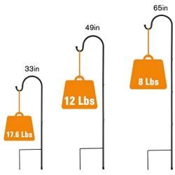 GOFORWILD Shepherd Hook 2 Pack Black, 33 inches Tall, Made of Premium Metal for Bird Feeder Hanger, Garden Decor, Plant Hanger, Lantern Hook, Solar Light Hanging, 7011