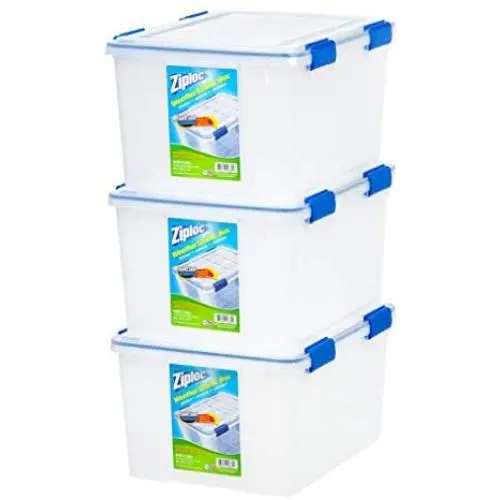 IRIS USA, Inc. WSB-SD WeatherShield Storage Box, 44 Quart, Clear, 3 Pack