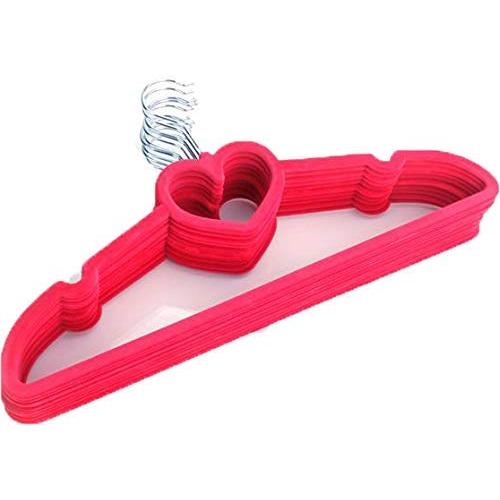Alger Max 10 Pack Heart Style Plastic Clothes Hangers with Hook Non-Slip Heavy Duty Suit Hangers Space Saving Organizer 22LBS Capacity for Bedroom Closet Clothes Rose Red