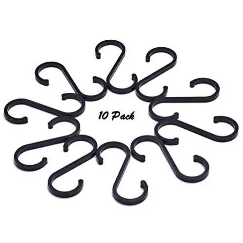10 Pack S Hooks Heavy-Duty Solid Aluminum S Shaped Hanging Hooks for Kitchenware Pots Utensils Plants Towels Gardening Tools Clothes Hangers Multiple uses (Black) 10 Pack S Hooks Heavy-Duty Solid Aluminum S Shaped Hanging Hooks for Kitchenware Pots Utensils Plants Towels Gardening Tools Clothes Hangers Multiple uses (Black)