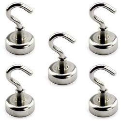 Lavotus Strong Neodymium Magnet Hook for Home,Kitchen,Workplace,Office and Garage(5pcs), Hold up to 12 Pounds