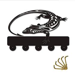 XIAMUXI Lizard Unique Design Wooden Hanger Creative Gift Clothes Hat Key Hook/Coat Rack/Wall Hook Home Decoration Wall Stickers Kitchen Bathroom Towel Hook,Black